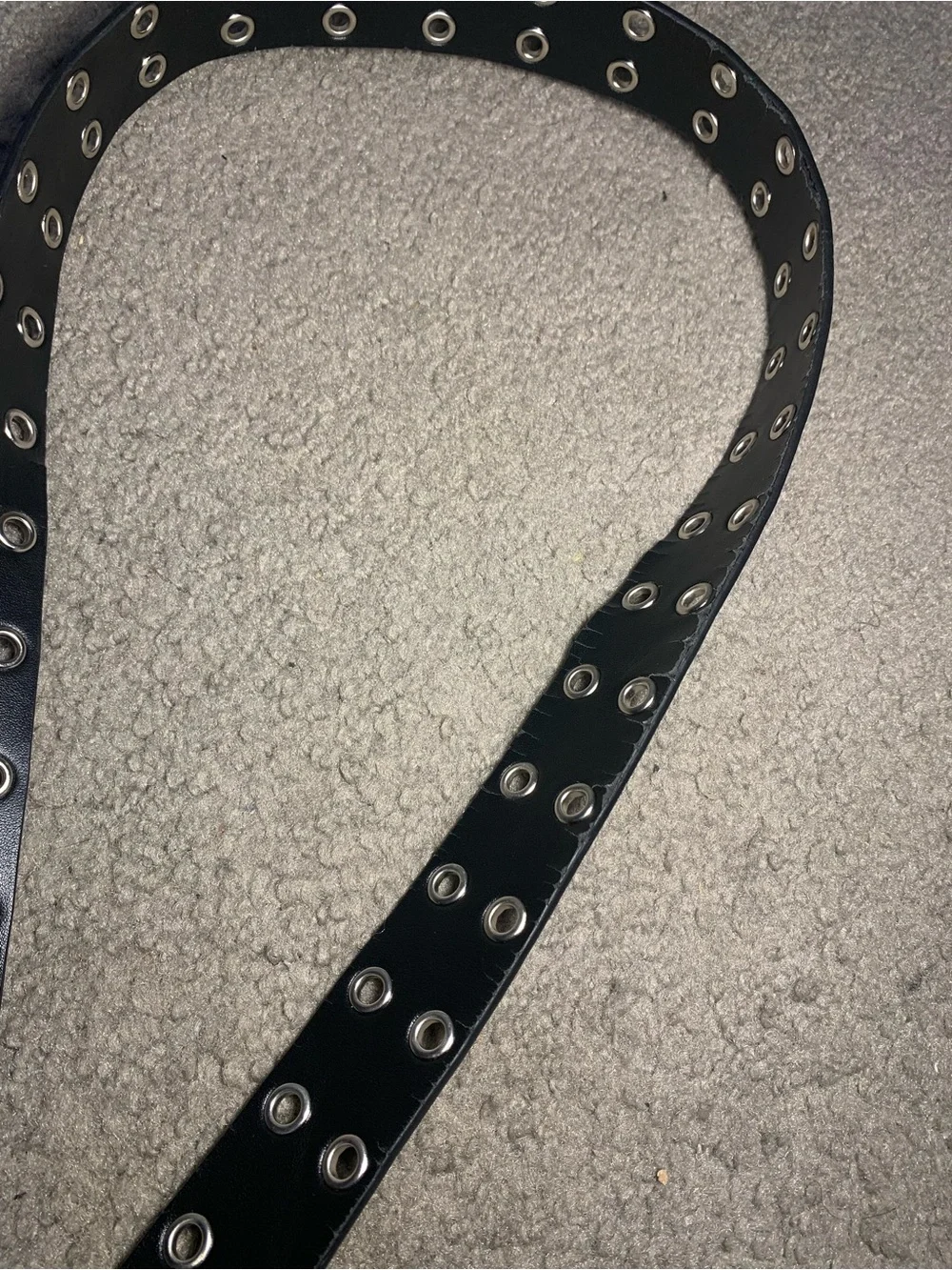SHEIN Black Double Row Grommet Belt with Silver Buckle